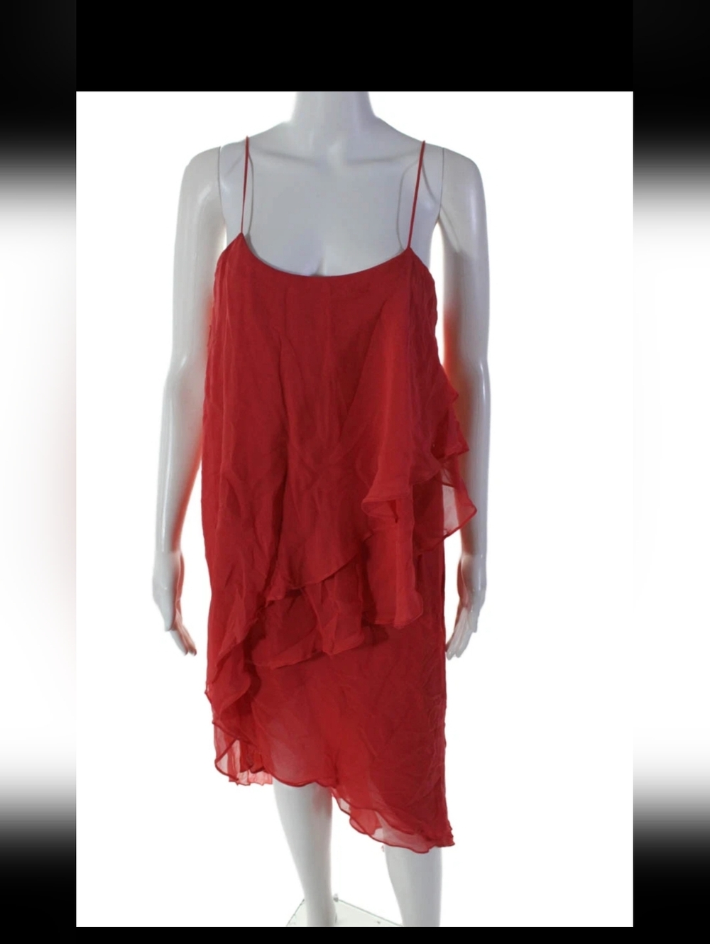Haute Hippie Womens Bright Red Silk Layered Hi-Low Asymmetric Dress Size S